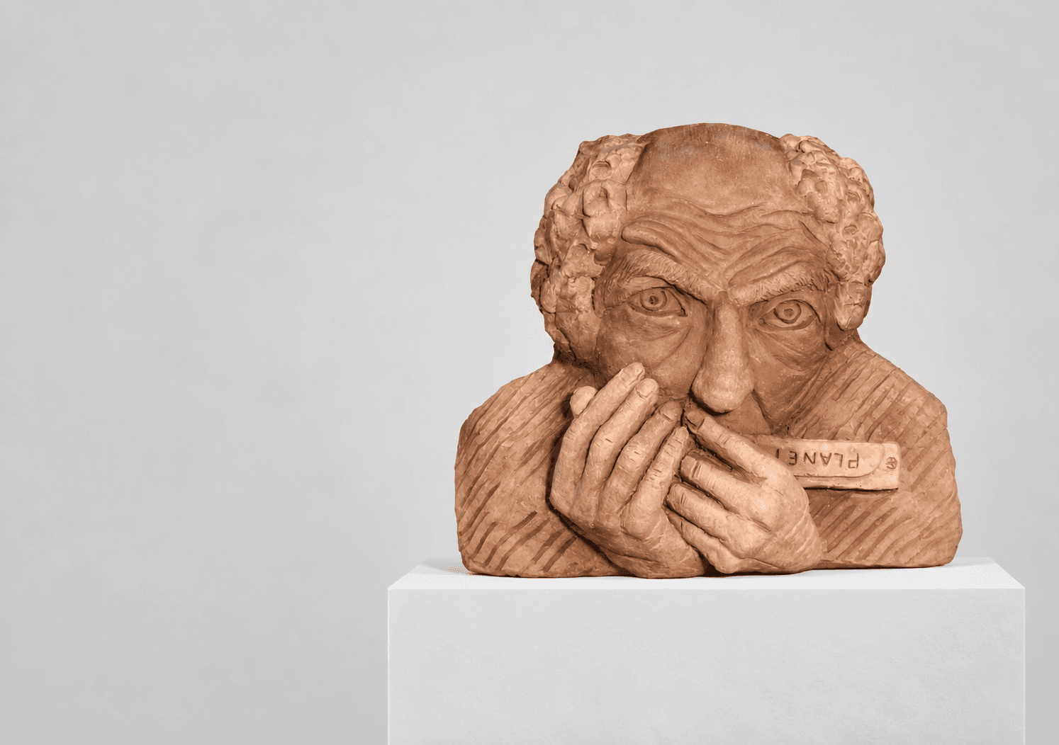 Hand-sculpted terracotta portrait bust